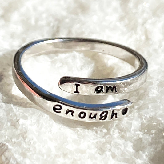 "I am enough" Open Ring - Sterling Silver