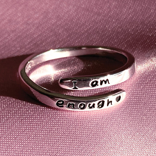 "I am enough" Open Ring - Sterling Silver