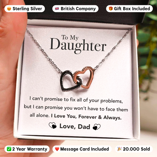 To My Daughter - Forever & Always - Sterling Silver Interlocking Hearts Necklace