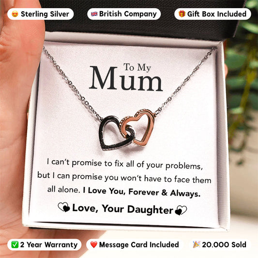 To My Mum - Forever & Always - Sterling Silver Interlocking Hearts Necklace