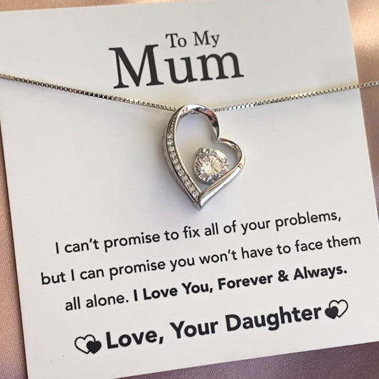 To My Mum - Forever & Always - Sterling Silver Love Heart Necklace
