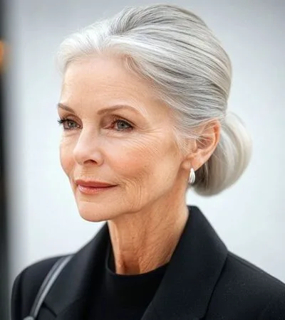 Low Bun with Side Part