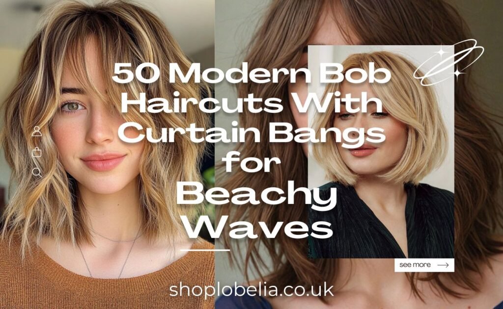 50 Modern Bob Haircuts With Curtain Bangs for Beachy Waves