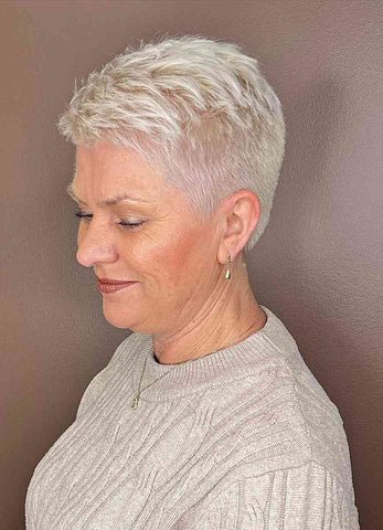 70+ White Feathered Pixie for Thin Hair