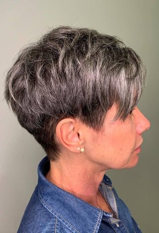 Airy Gray Pixie with Feathered Layers