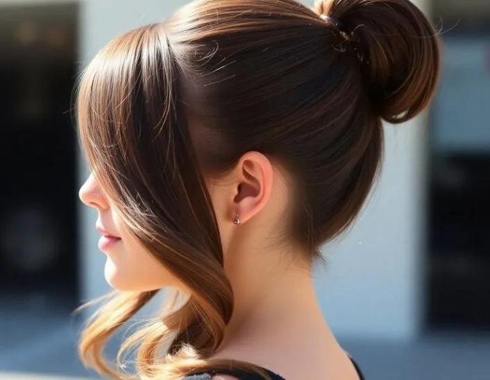 Asymmetrical Bangs Ponytail Style