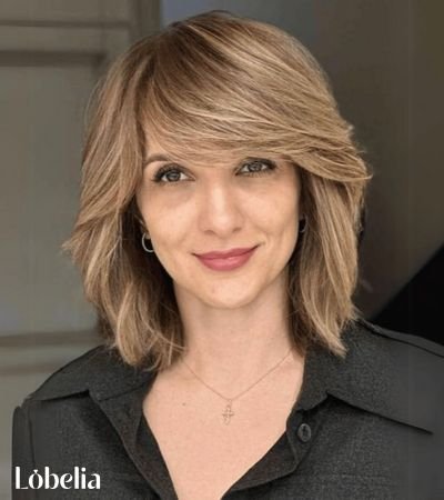 Asymmetrical Lob with Side Bangs