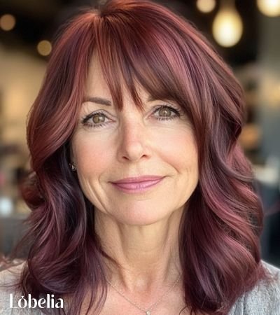 Auburn Waves with Wispy Fringe