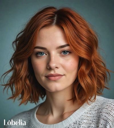 Auburn Wavy Bob with Center Part