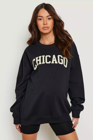 Black Oversized Crop Sweatshirt in Pregnancy