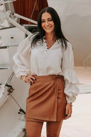 Blouses With Leather Skirt