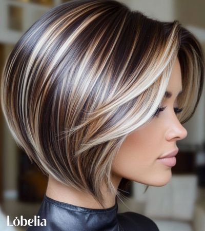 Bob with Bold Color Streaks