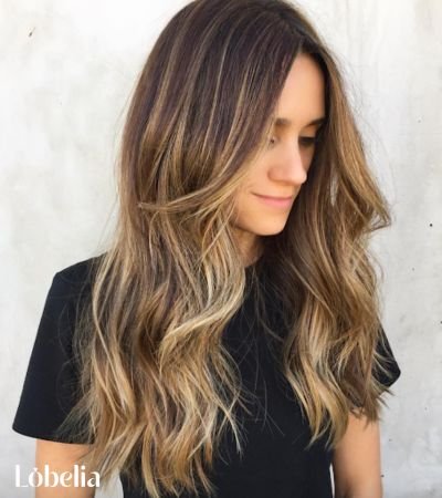 Brown Hair with Balayage Blonde Highlights