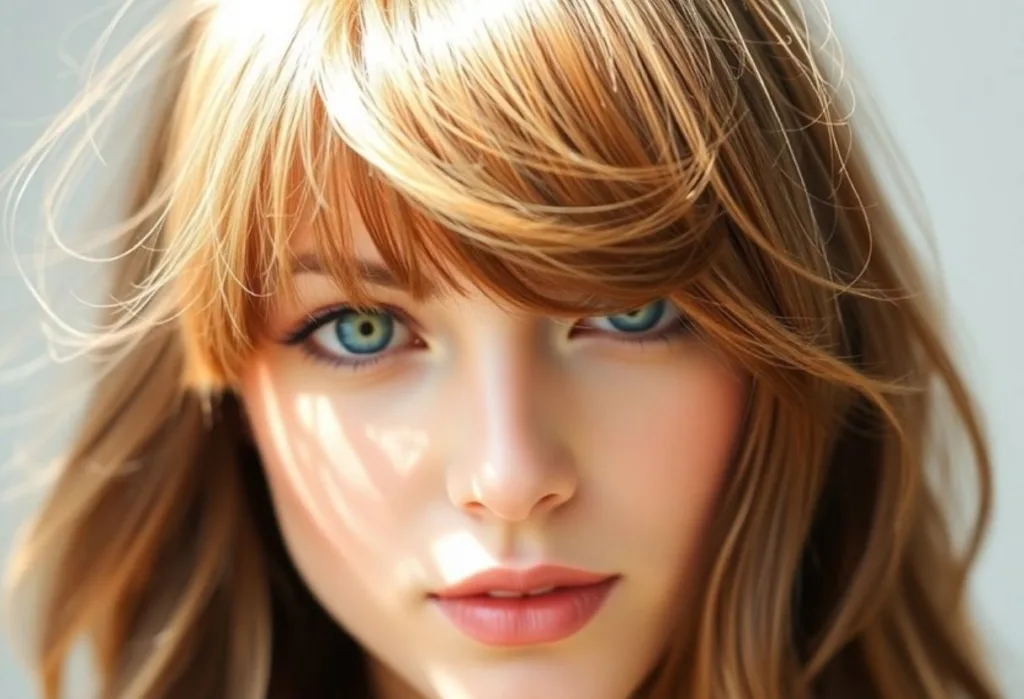 Brushed-Out Feathered Bangs
