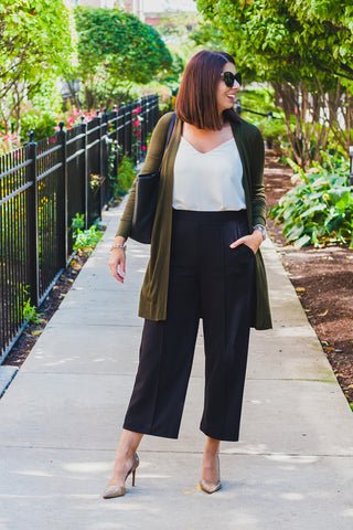 Cardigan with Wide-Leg Pants
