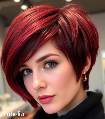 Cherry Red Pixie Cut