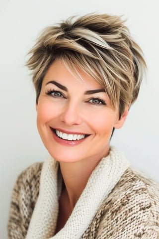 Chic Short Crop with Side Swept Bangs