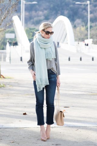 Cropped Jeans with a Sweater and Scarf