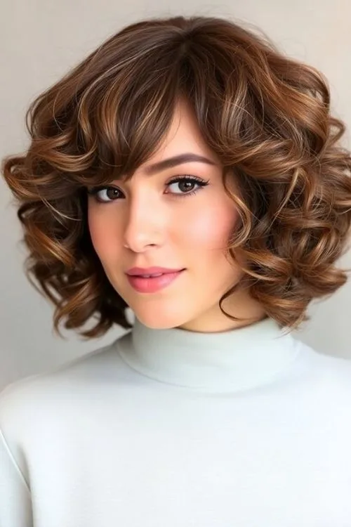 Curly Bob With Fringe