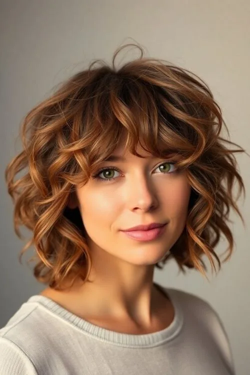 Curly Fringe Shag