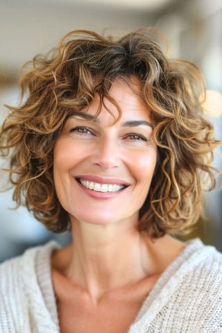 Curly Bob with Highlights