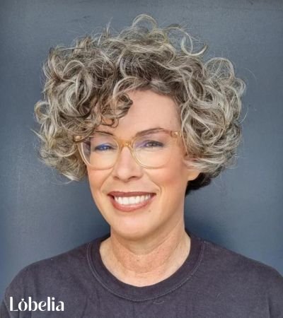 Curly Hair with Side-Swept Bangs