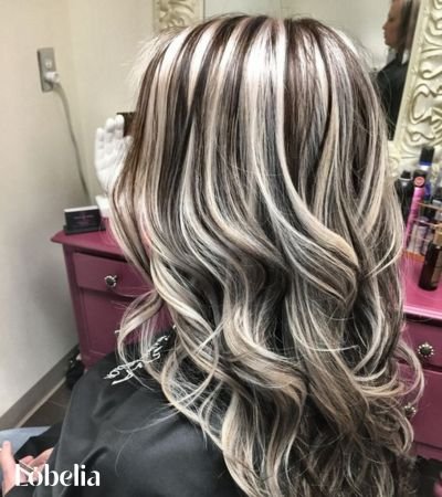 Dark Brown with Platinum Blonde Highlights