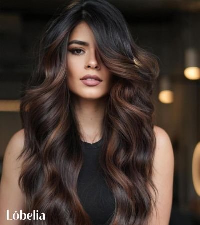 Dark Chocolate Brown with Bright Blonde Highlights