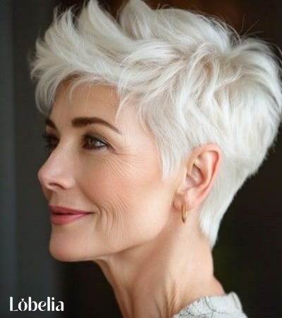 Edgy Textured White Pixie