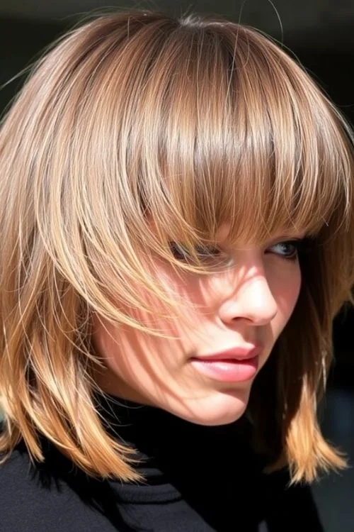 Feathered Bob With Bangs