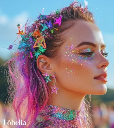 Festival Waves colourful hair accessories and glitter