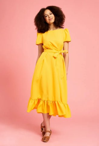 Flowy Yellow Midi Dress