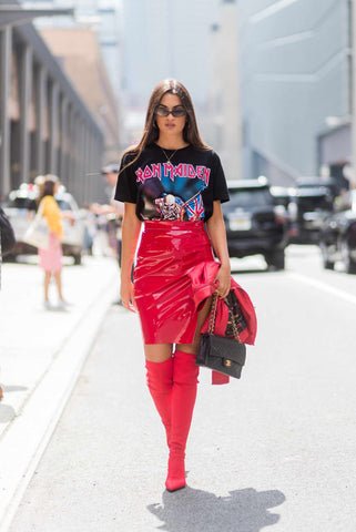 Graphic T-Shirts With Leather Skirt