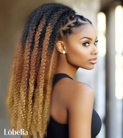 Kinky Twists with a High Ponytail
