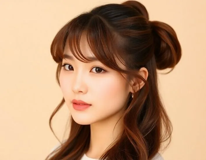 Korean-Style Wavy Bangs Pony
