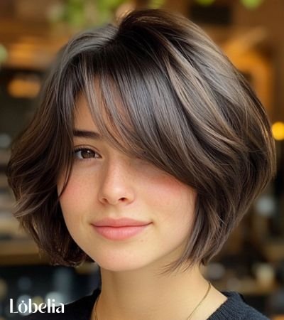 Layered Crop with Side-Swept Bangs
