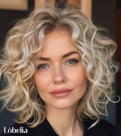 Layered Shoulder-Length Curly Bob