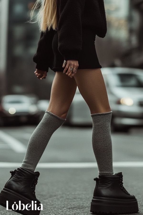Leg warmers with platform shoes