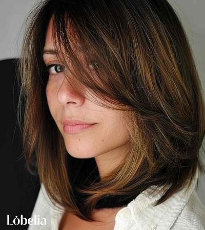 Lob with Long Layers and Bangs