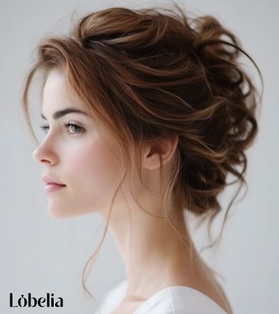 Medium-Length Wavy Updo hairstyle