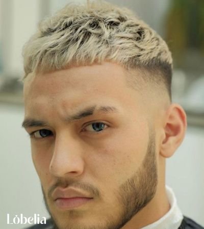 Mid Fade Edgar Haircut on Platinum Hair