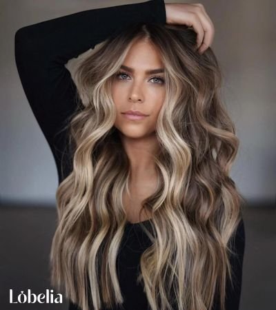 Mocha Brown with Beige Blonde Highlights