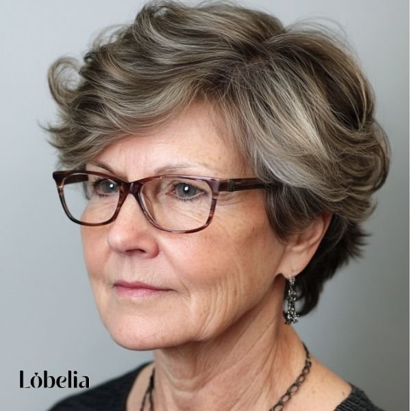 Woman over 60 with a modern shag hairstyle featuring choppy layers and a tousled finish for a trendy, textured, and carefree look.