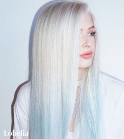 Platinum Blonde with Ice Blue Tips