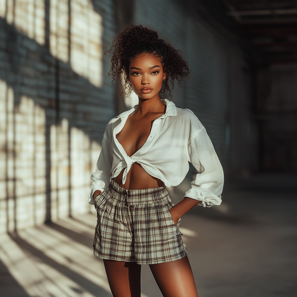 Skorts with a Button-Down Shirt