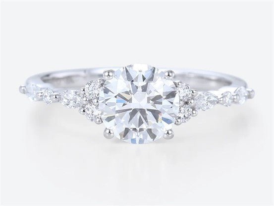 White Gold Round Cut Forever One Moissanite Rings