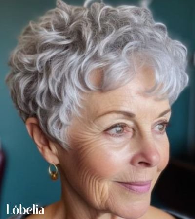 Short Curly Silver Pixie