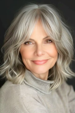 Shoulder-Length Layers with Curtain Bangs