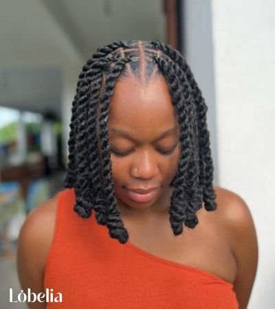 Shoulder Length Kinky Twists with Twisted Ends