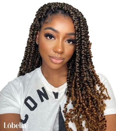 Shoulder Length Kinky Twists with Ombre Effect
